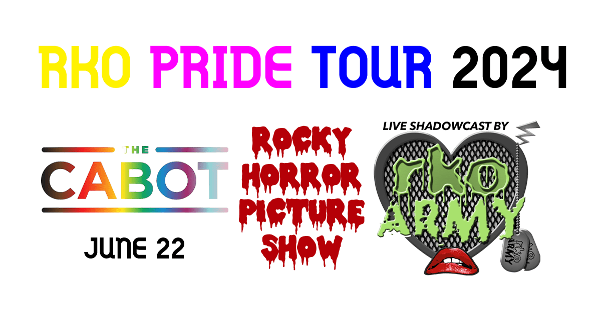 Join us for RKO Pride Tour 2024's highlight event - the acclaimed Rocky Horror Picture Show, hosted at The Cabot on June 22. Feel the electric energy as RKO Army brings the magic alive with their captivating live shadowcast performance. Don't miss this sensational combination of cinematic classic and live theatrical art!