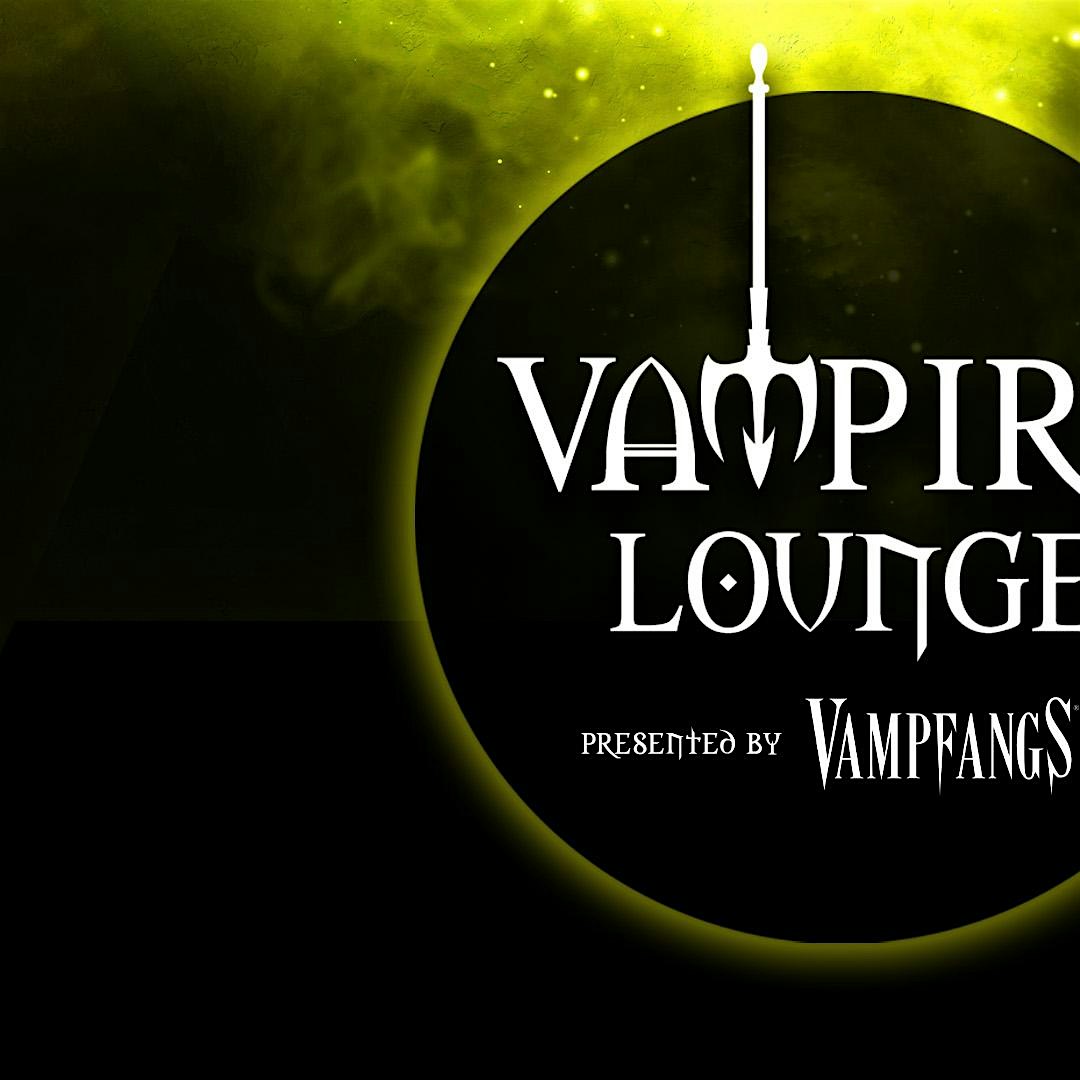 The "Vampire Lounge" logo showcases a striking sword and bold text, all highlighted with a captivating yellow glow. This distinctive design is proudly presented by Vampfangs, bringing your brand to life with a touch of mystery and allure.