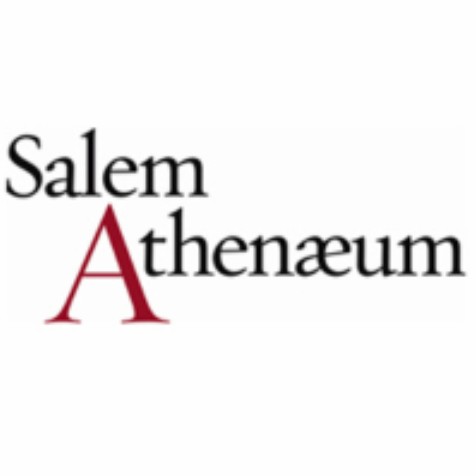 A logo featuring the words "Salem Athenaeum" in a classic black serif font. The standout detail: a bold, oversized red "A" in "Athenaeum," drawing attention and adding a pop of color. The remaining letters appear in black, all set against a clean white background for sharp contrast and easy readability.