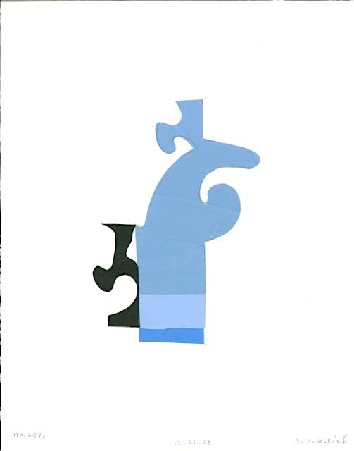 Vibrant blue and black abstract shapes interlock like a community puzzle, sparking creativity across Essex County on white.