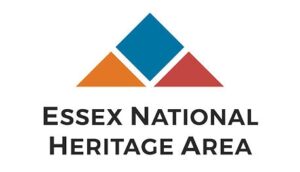 Vibrant Essex National Heritage Area logo: bold blue, orange, and red triangles form a dynamic mountain, uniting our local community.