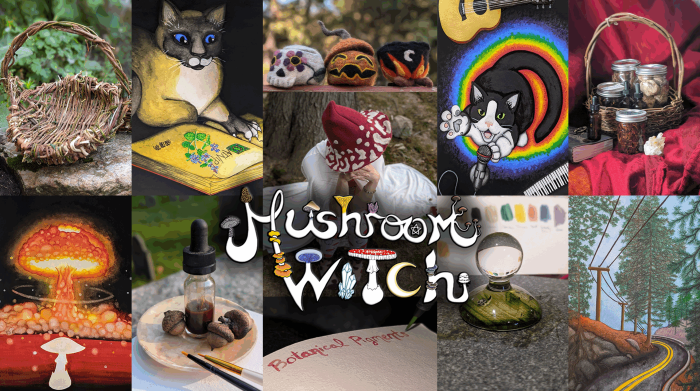 Lively collage of joyful, nature-inspired crafts—mushroom sculptures, art, rainbow guitar—celebrating Essex County’s creative community.