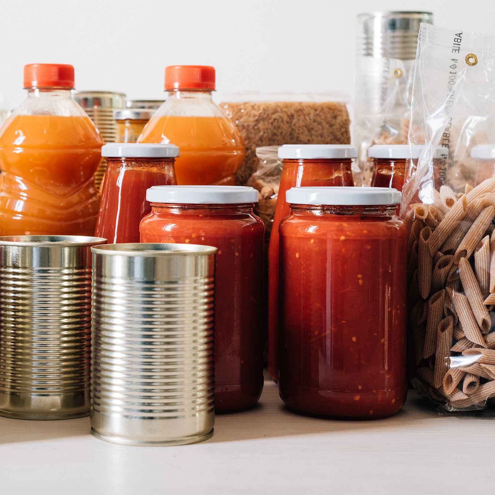 A colorful array of pantry staples—cans, jars, pasta, grains—shows the vibrant spirit and food creativity in Essex County communities.