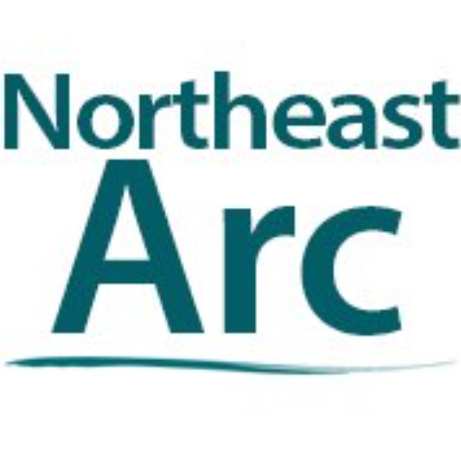 Northeast Arc’s vibrant teal logo shines above a curved line, representing unity and creativity in Essex County’s community.