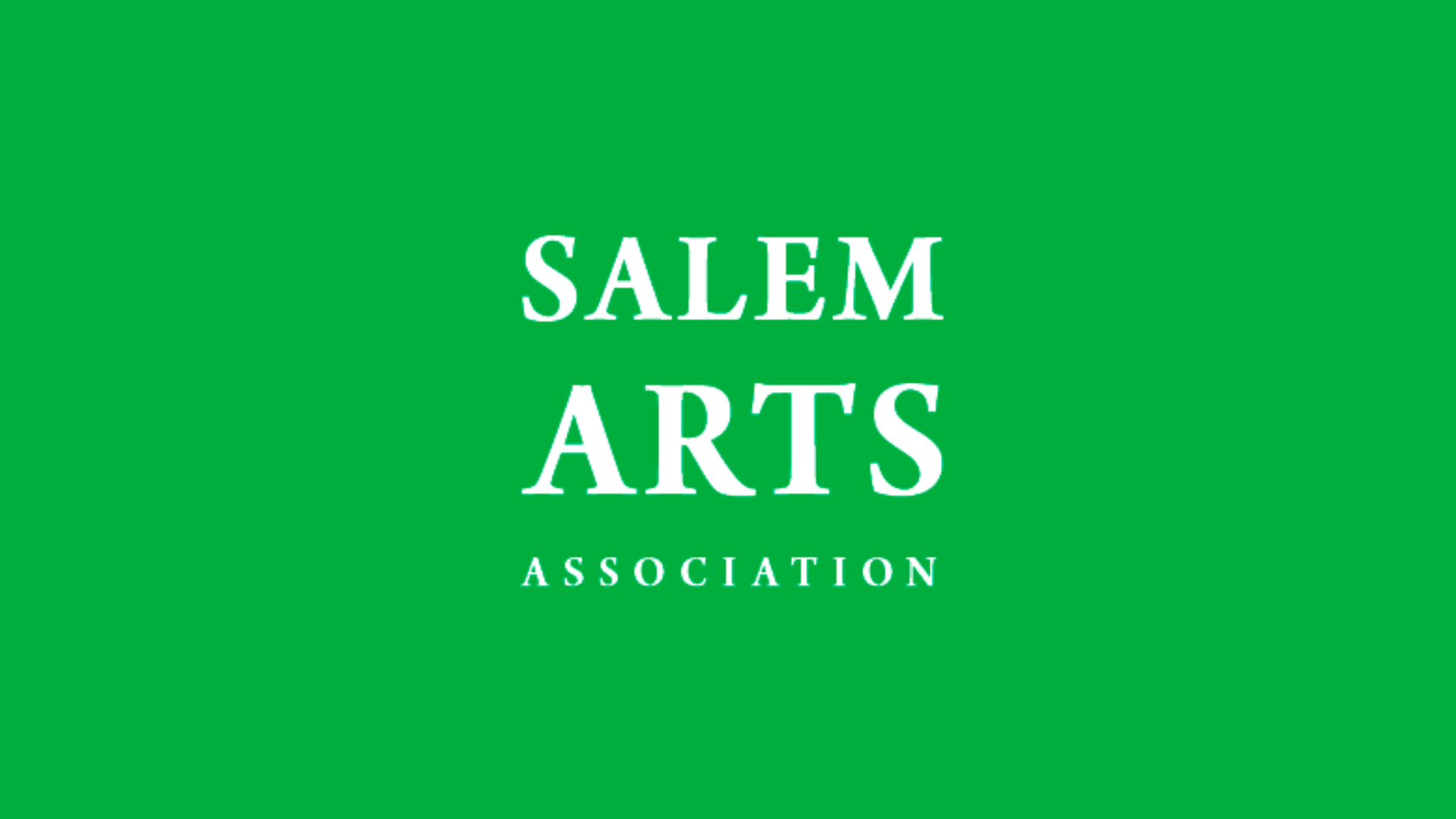Bold white text on vibrant green proclaims “Salem Arts Association,” spotlighting creative community spirit in Essex County.
