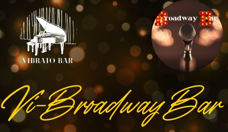 A lively digital graphic spotlights Essex County arts: a white grand piano, microphone, and “Vi-Broadway Bar” in bold yellow script.