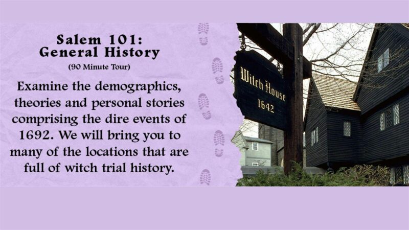 A vibrant "Witch House 1642" sign welcomes all to this historic Essex County landmark, inviting the community to explore Salem’s witch trial past on a dynamic 90-minute tour.