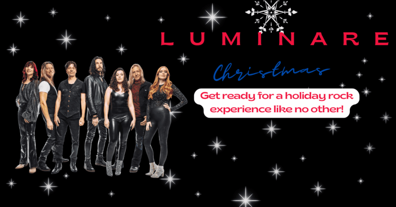 Six energetic performers in black unite on a starry stage. "Luminare Christmas" invites Essex County to a creative, festive rock celebration!.