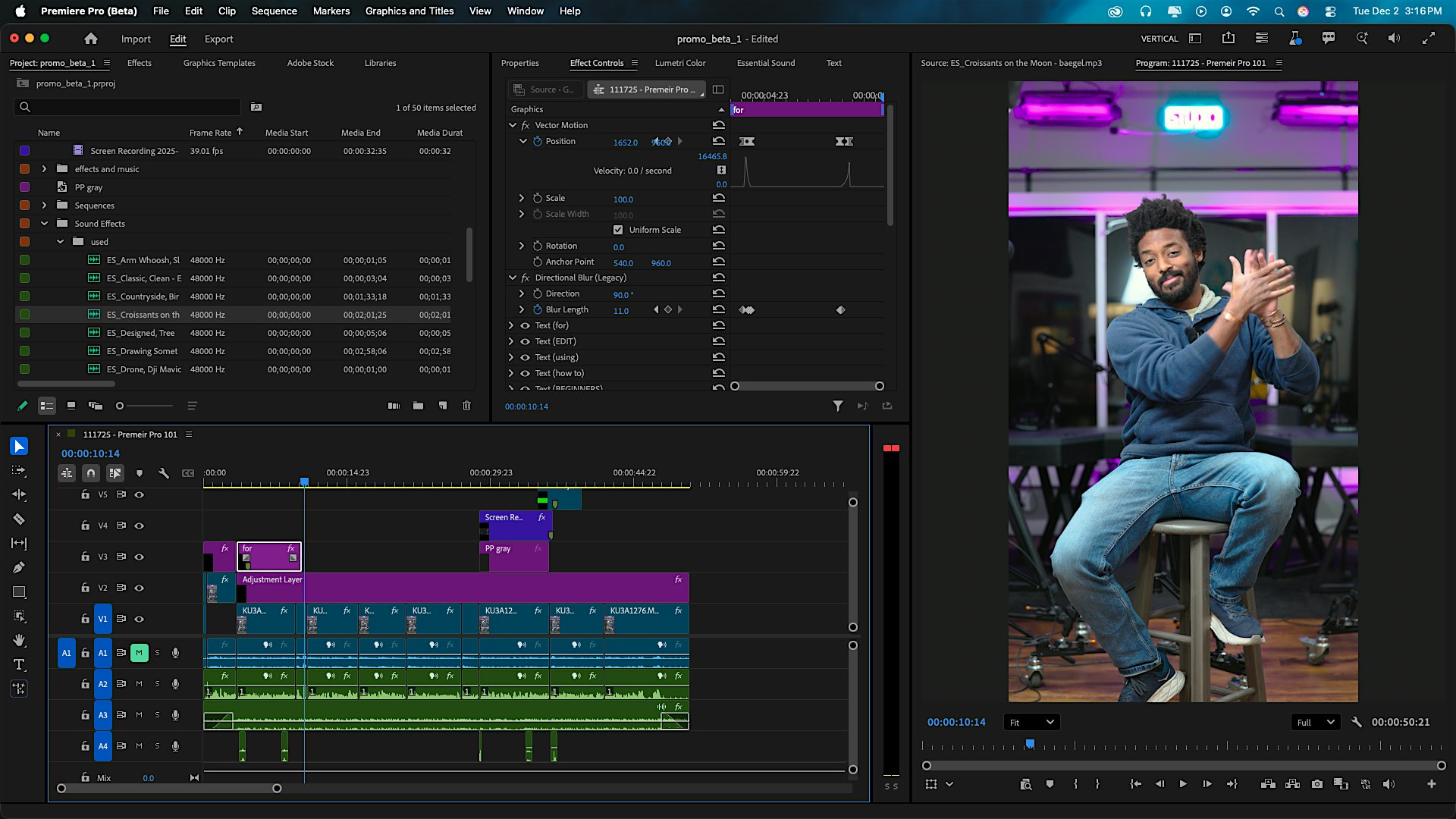 Vibrant Adobe Premiere Pro workspace in action—editing a video of a local creator sharing insights, sparking Essex County connection.