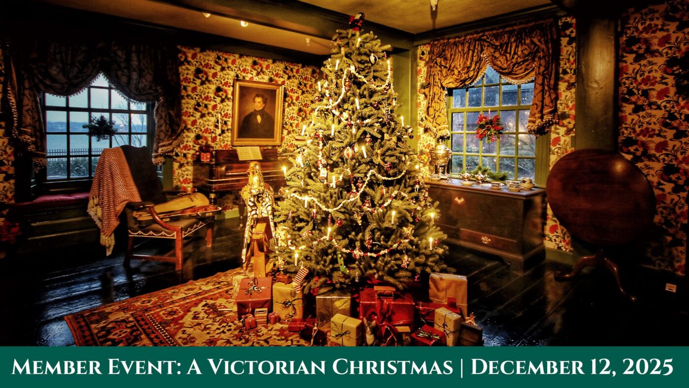 Festive Victorian room aglow with a Christmas tree, gifts, and joyful holiday décor; Essex County gathers for member event—Dec 12, 2025.