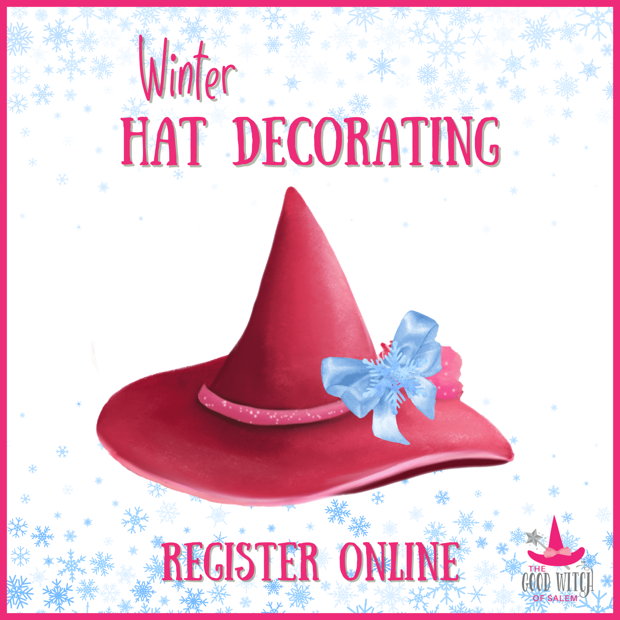 A festive red hat with pink ribbon and blue bow shines under "Winter Hat Decorating"—join Essex County’s creative, spirited community!.