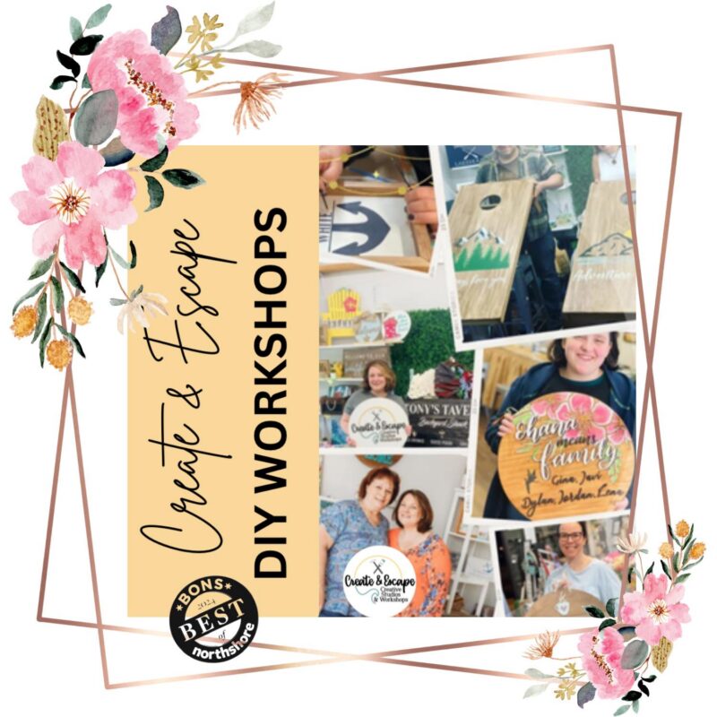Lively collage of DIY workshops showcases locals proudly displaying painted wood crafts, celebrating Essex County creativity and community.