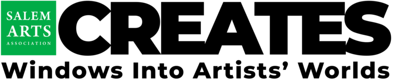 Vibrant logo: “SALEM ARTS ASSOCIATION” in green, bold “CREATES,” and “Windows Into Artists’ Worlds”—celebrating Essex County’s creative community.