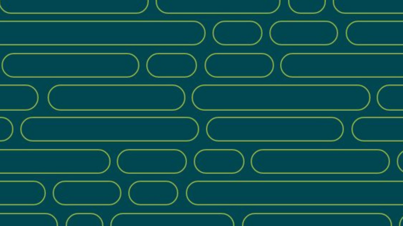 A pattern of rounded rectangles in various lengths and heights, outlined in light green, is evenly spaced on a dark teal background. The shapes are arranged in horizontal rows.