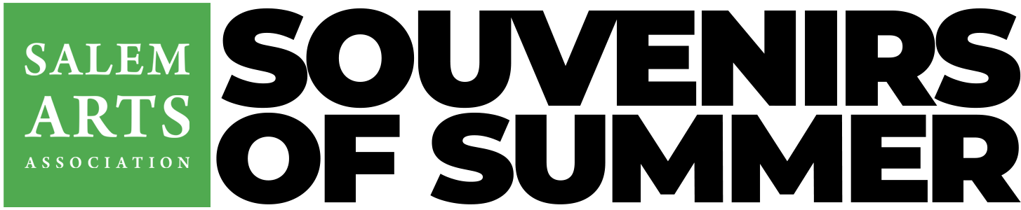 A green square with the words “Salem Arts Association” next to large black text reading “Souvenirs of Summer” on a white background.