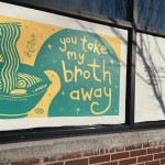 a sign on the side of a building that says you take my broth away.